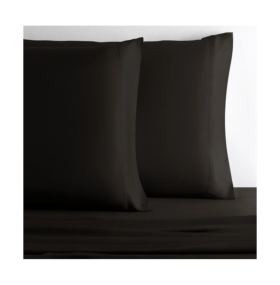 Cariloha Retreat 2-Piece Sateen Pillowcase Set | Black Sand |King | Lyocell Material | Breathable, Corner Straps, Extra soft & Cooling