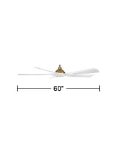 Possini Euro Design 60" Possini Eloquent White and Brass Damp Led Remote Ceiling Fan