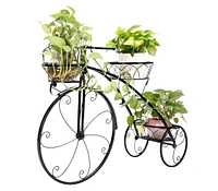 Unho Indoor Outdoor 3 Tiers Iron Garden Flower Stand Bicycle Shape Plant Rack Shelf