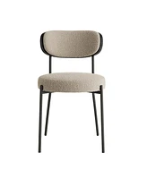 Boucle modern kitchen dining chair Bentwood covered with ash veneer Chair back, metal with black powder coated leg chair, Kitchen Dining Room and livi