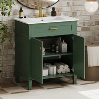 Simplie Fun 30-inch bathroom vanity with ceramic basin, soft close door and adjustable shelves