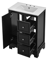 30-Inch bathroom vanity cabinet with ceramic basin