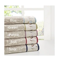 Embroidered Cotton Jacquard 6 Piece Towel Set