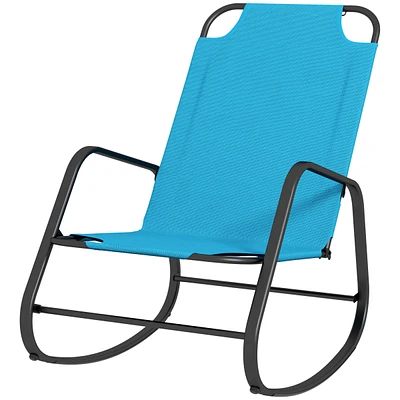 Streamdale Furniture Garden Rocking Chair, Outdoor Indoor Sling Fabric Rocker for Patio, Balcony, Porch, Light Blue