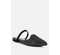 London Rag Twiggy Glitter Faux Leather Flat Mules