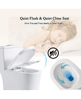 Small Compact One Piece Toilet Dual Flush,23 inch Short Depth for Tiny Bathroom, White