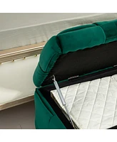 Storage Ottoman, Bedroom End Bench, Upholstered Fabric Storage Ottoman with Safety Hinge, Entryway Padded Footstool