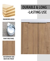 36" Wall-Mounted Bathroom Vanity With Sink and Side Cabinet