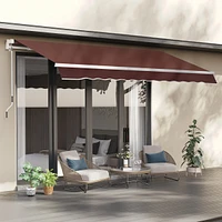 Simplie Fun 12' x 8' Retractable Awning Patio Awnings Sun Shade Shelter with Manual Crank Handle