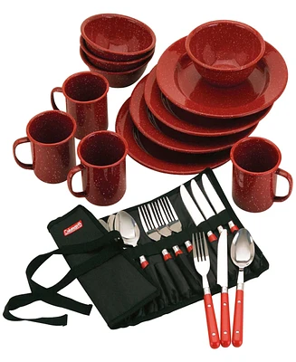 Coleman Red 24-Piece Enamel Dinnerware Set