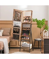 Sugift Freestanding Jewelry Cabinet with Full-Length Mirror