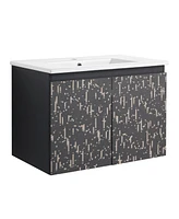 30" Floating Wall-Mounted Bathroom Vanity With Ceramics Sink & Soft-Close Cabinet Door, Kd-Package
