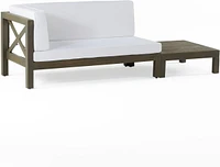 Brava X-Back Corner Bench-l With Coffee Table, White
