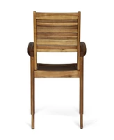 Miguel Coastal Acacia Wood Stackable Dining Chairs (Set Of 2)