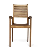 Streamdale Furniture Miguel Coastal Acacia Wood Stackable Dining Chairs (Set Of 2)