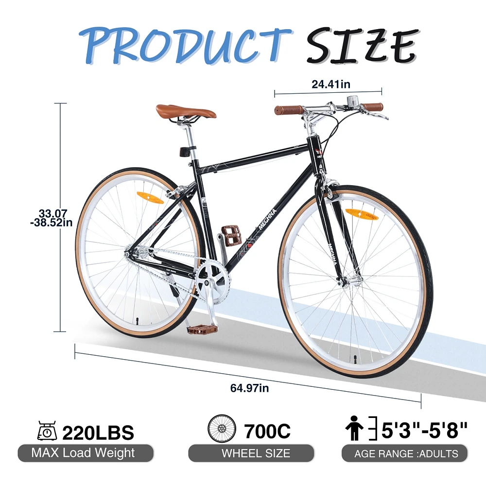 Simplie Fun Single Speed Retro style 700C Road Bike For men women's City