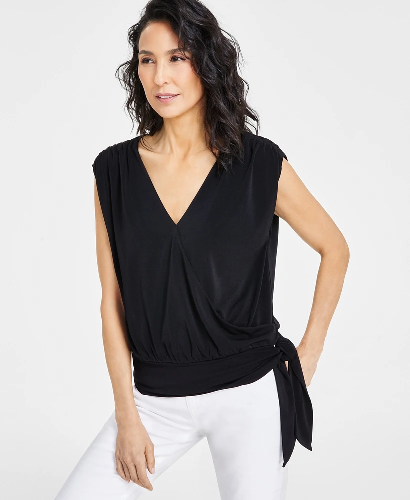 I.n.c. International Concepts Women's Ruched Side-Tie Top, Created for Macy's