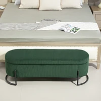 Storage Ottoman, Bedroom End Bench, Upholstered Fabric Storage Ottoman with Safety Hinge, Entryway Padded Footstool