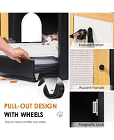 Cat Litter Box Enclosure, Hidden Cat Washroom, Kitty End Table, Litter cabinet with sisal door, Black