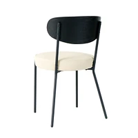 Modern grey simple pu dining chair upholstered chair Family bedroom stool back dressing, black round table set, Bentwood covered with ash veneer Chair