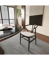 Streamdale Furniture Wishbone Chairs for Dining Room, Soild Wood Weave Dining Chair, Armchair, Fully Assembled, Set of 2
