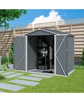 Simplie Fun Outdoor Storage Shed 6 x 4 Ft Large Metal Tool Sheds, Heavy Duty Storage House with Sliding Doors with Air Vent for Backyard Patio Lawn to