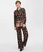 Jm Collection Women's Printed Paisley Pleated Shirt, Created for Macy's