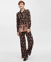 Jm Collection Womens Paisley Plisse Shirt Pull On Pants Created For Macys