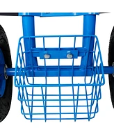 Rolling Garden Scooter Garden Cart Seat with Wheels and Tool Tray, 360 Swivel Seat