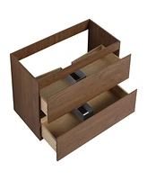 36" Wall-Mounted Bathroom Vanity With Resin Sink, 2-Soft Close Drawers, Kd-Package