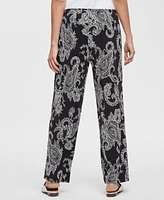 Jm Collection Women's Printed Wide-Leg Pull-On Knit Pants