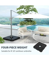Streamdale Furniture 4 Piece Patio Cantilever Umbrella Base Weight Set, Fillable Outdoor Offset Umbrella Weights for Umbrella Stand, 175 lbs. Capacity