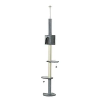 85.5" Cat Tree Height Adjustable Floor-to-Ceiling 4-Tier Kitty Climbing Activity Center Condo Cat Toy with Scratching Post Hanging Balls Play Res