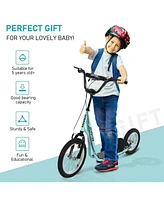 Streamdale Furniture Youth Scooter, Teens Kick Scooter, Adjustable Handlebar Ride On Toy for 5+ with 16" Front and 12" Rear Dual Brakes Inflatable Whe