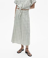 Mango Women's Check Flared Skirt