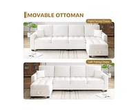 gaomon Modular Sectional Sofa, Chenille Reversible Modular Sectional Sofa, Sofa Couch with Storage Seats, Sofa Set for Living Room, Beige