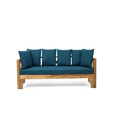 Rustic Acacia Wood Expandable Daybed With Water-Resistant Cushions