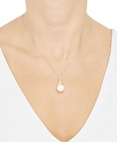 Grown With Love Cultured Ming Pearl (12mm) & Lab Grown Diamond (1/2 ct. t.w.) 18" Pendant Necklace in 14k White Gold