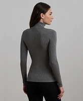 Lauren Ralph Metallic Ribbed Turtleneck Sweater