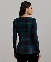 Lauren Ralph Women's Plaid Stretch Cotton Long-Sleeve Tee