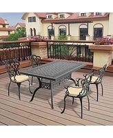 (Cushions In Random Colors)5-Piece Set Of Cast Aluminum Patio Furniture With Cushions
