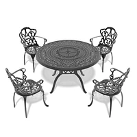 (Cushions In Random Colors)5-Piece Set Of Cast Aluminum Patio Furniture With Cushions
