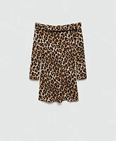 Mango Women's Leopard Off-The-Shoulder Dress