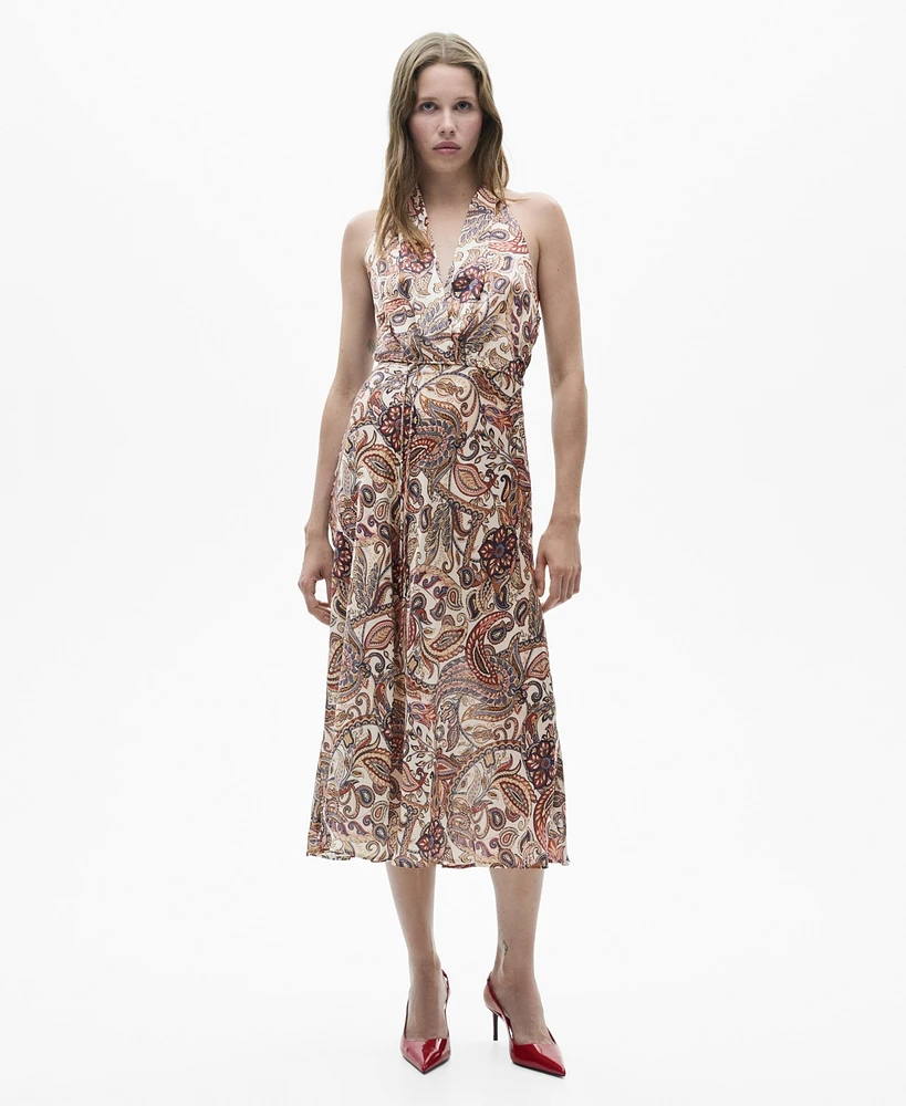 Mango Women's Printed Bow Dress