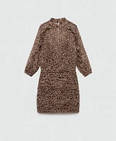 Mango Women's Leopard Print Draped Dress