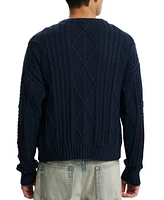 Cotton On Men's Cable Knit Crew Sweater