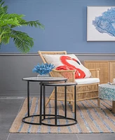 Set of 2 Round End Table, Stacking Side Tables with Sturdy Metal Frame for Small Space, Living Room, Office