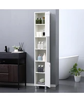 Tall Bathroom Storage Cabinet with Mirror, Wooden Freestanding Tower Cabinet with Adjustable Shelves, for Bathroom, or Living Room, White