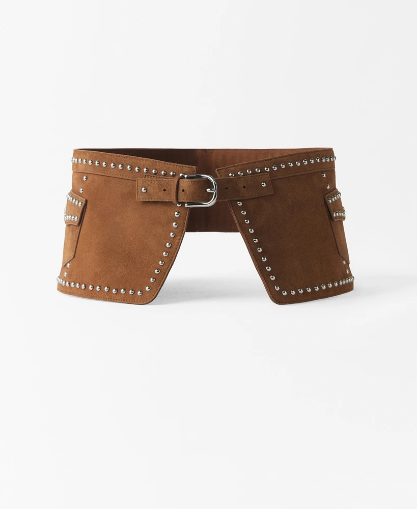 Mango Women's Leather Obi Belt