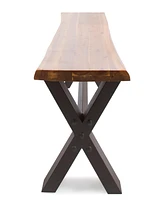 Acacia Wood And Iron X-Cross Picnic Bench: Durable, Stylish, And Perfect For Patios